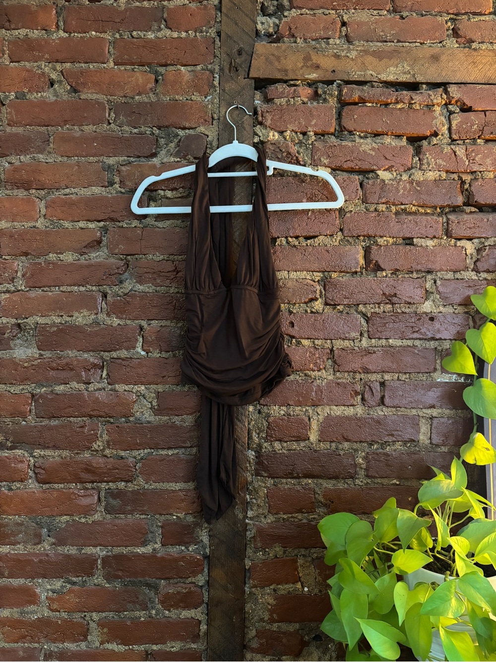 Princess Polly Keerah Tie Neck Halter Top Brown